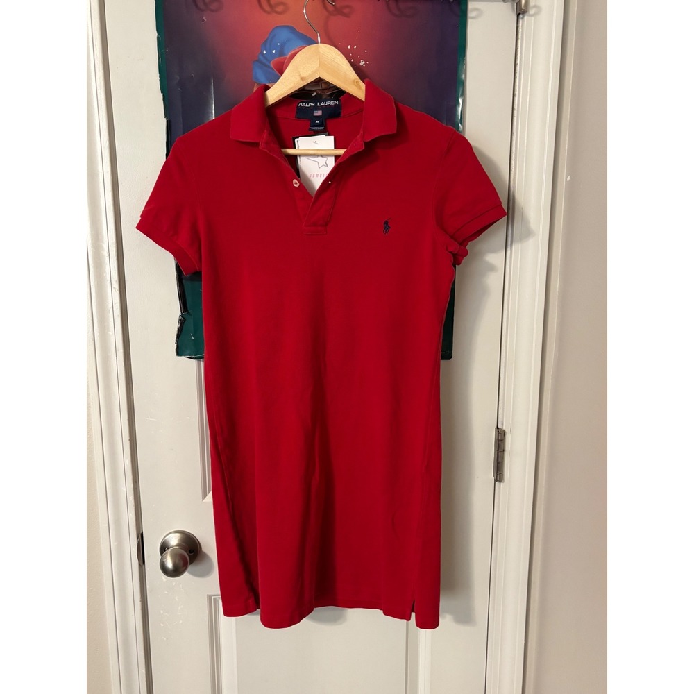 Ralph Lauren Polo Sport Red Cotton Pique Mini Polo Dress Womens Medium